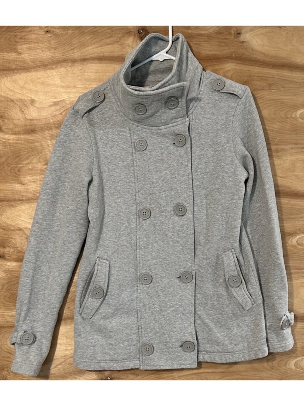 The North Face Woman Medium Double Breasted Button Pea Coat Jacket Gray